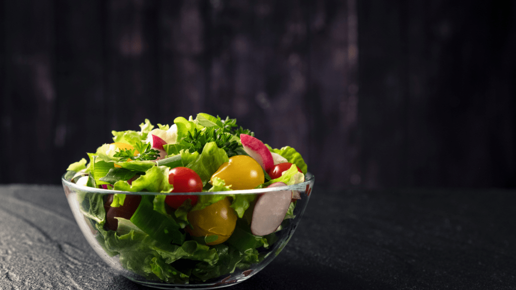 salad in a glass bowl