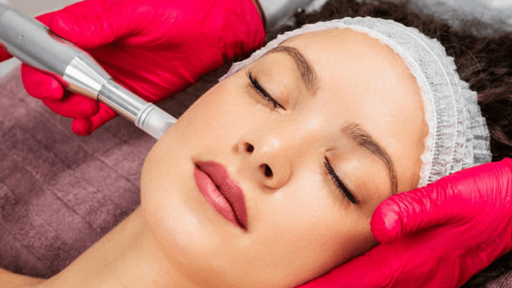 a person getting a facial treatment