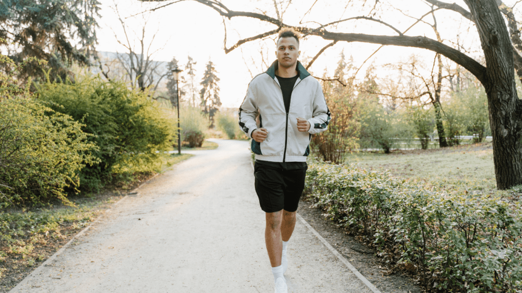 a person jogging in the street