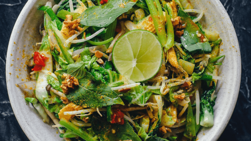 salad in a glass bowl